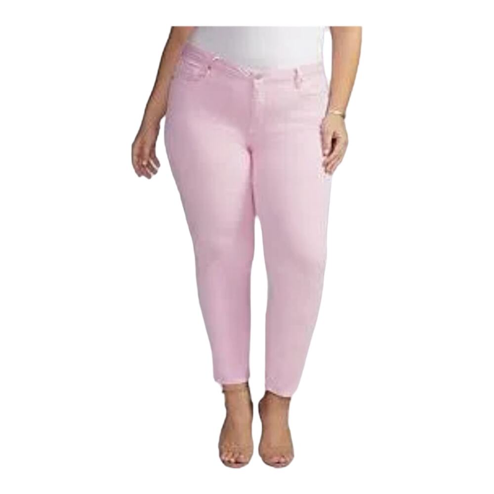 Curves 360 by NYDJ jeans slim straight ankle denim pink size 28